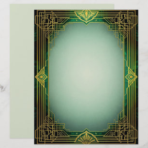 Marco de ventilador Art Deco en papel de papelería