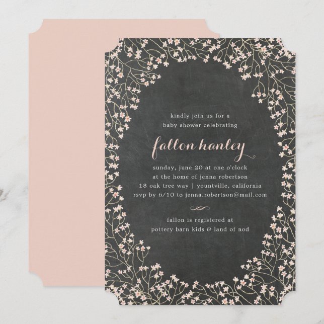 Marco delgado | Invitación de Baby Shower (Anverso / Reverso)