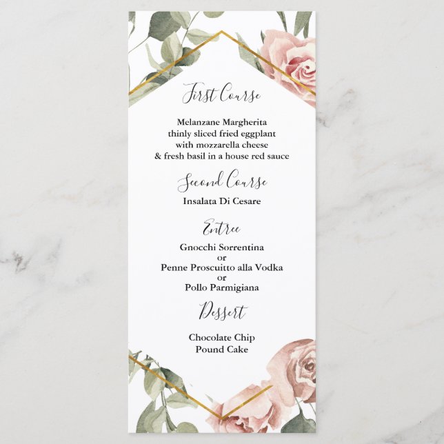 Marco dorado con plantilla de menú de quinceañera  (Anverso)