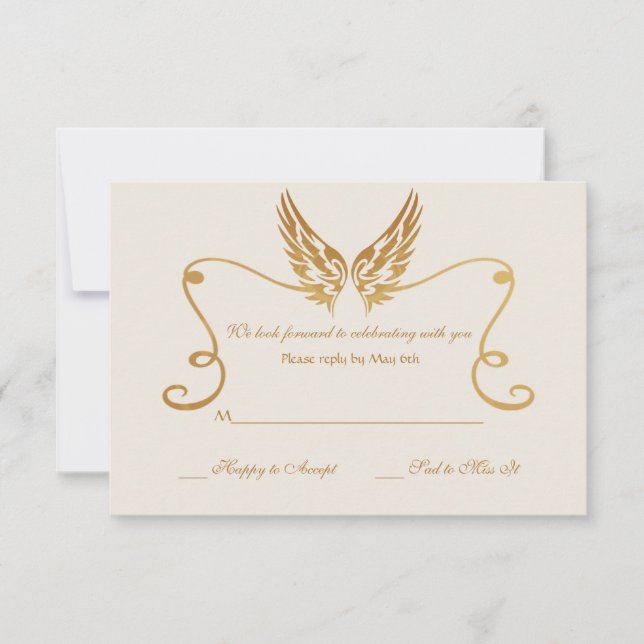 Marco dorado con tarjeta de respuesta de ala (Anverso)