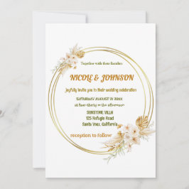 Marco dorado floral Boda Invitación