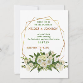 Marco dorado floral moderno Boda Invitación