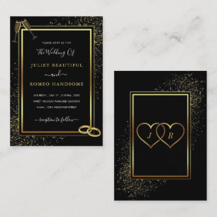 Marco dorado y anillos Invitación a la Boda dorada