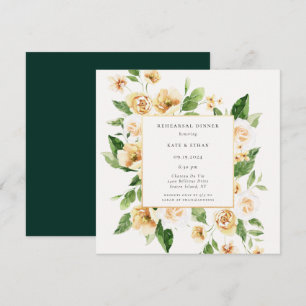 Marco floral amarillo Invitación a la cena de ensa
