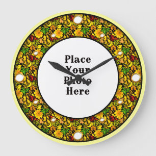 Marco floral amarillo tu reloj de pared fotográfic