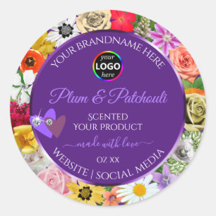 Marco floral colorido etiquetas de producto logo p