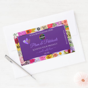 Marco floral colorido Etiquetas de productos púrpu
