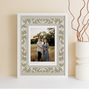 Marco floral de arte folclórico suave beige con te