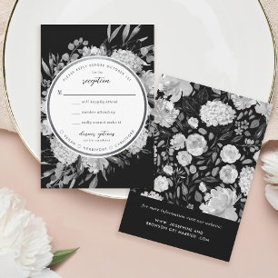 Marco floral de color blanco y negro moderno RSVP