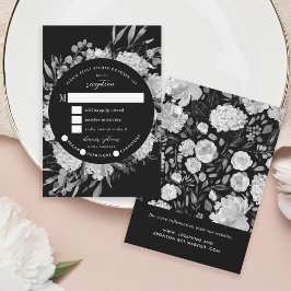 Marco floral de color blanco y negro moderno RSVP