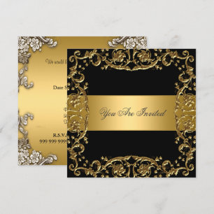 Marco floral de la invitación de la fiesta negra d