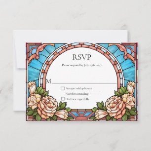 Marco Floral de Vidrio Emplomado Respuesta RSVP de