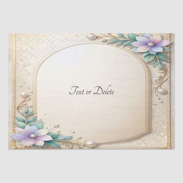 Marco floral decorativo con papel de seda perlas (Anverso)