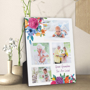 Marco floral vibrante de foto de la abuela grande