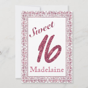 Marco floral vintage Faux Purpurina rosa dulce 16