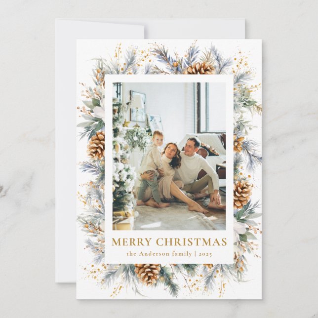 Marco fotográfico botánico moderno Feliz Navidad (Anverso)