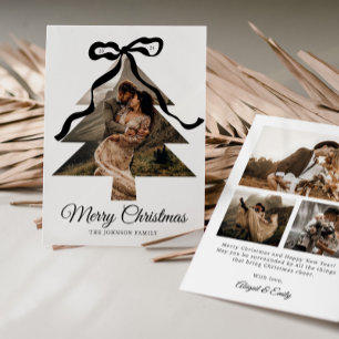 Marco fotográfico de árbol de navidad de arco negr