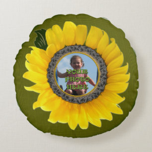 Marco fotográfico girasol Almohada redonda