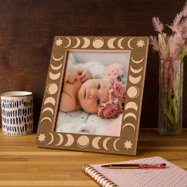 Marco grabado de fase de luna boho celestial