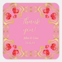 Marco Jewled De Corazón Gracias Pegatina Boda