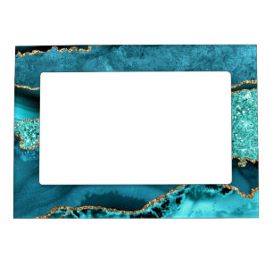 Marco Magnético Agate Verde azulado Purpurina de oro azul Marble A
