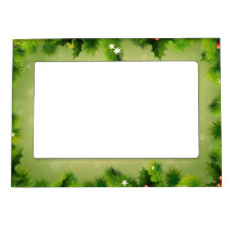 Navidades Green Tree Boughes Gift Magnetic Frame