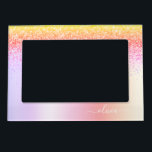 Marco Magnético Nombre del Monograma Metalizado del Purpurina Rain<br><div class="desc">Purpurina De Espuma Metálica Relieve metalizado Arcoiris Pastel Faux Cepado Monograma Metalizado Marco Magnético. Esto hace que la graduación perfecta, el cumpleaños, el boda, la ducha de novia, el aniversario, la ducha de bebé o la fiesta de soltera sea un regalo para alguien que ama el lujo glam y los...</div>