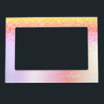 Marco Magnético Nombre del Monograma Metalizado del Purpurina Rain<br><div class="desc">Purpurina De Espuma Metálica Relieve metalizado Arcoiris Pastel Faux Cepado Monograma Metalizado Marco Magnético. Esto hace que la graduación perfecta, el cumpleaños, el boda, la ducha de novia, el aniversario, la ducha de bebé o la fiesta de soltera sea un regalo para alguien que ama el lujo glam y los...</div>
