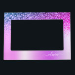 Marco Magnético Purpurina de monograma púrpura Sparkle Girly Scrip<br><div class="desc">Purpurina De Esparkle Metálico De Relieve metalizado Púrpura Faux Cepó El Nombre De Monograma Metalizado Marco Magnético. Esto hace que la graduación perfecta, el cumpleaños, el boda, la ducha de novia, el aniversario, la ducha de bebé o la fiesta de soltera sea un regalo para alguien que ama el lujo...</div>