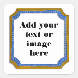 Marco marrón y azul Agrega tu calcomanía de texto