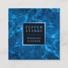 Marco metálico azul y mármol| Tarjeta de presentac
