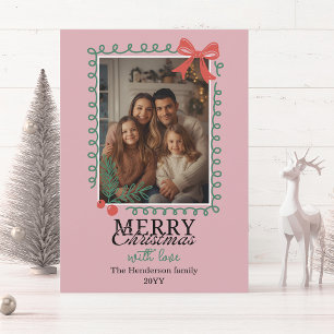 Marco moderno dibujado a mano rosa Navidad Feliz