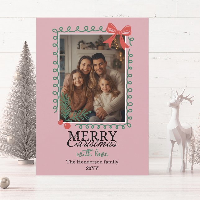 Marco moderno dibujado a mano rosa Navidad Feliz  (Subido por el creador)
