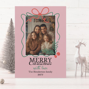 Marco moderno dibujado a mano rosa Navidad Feliz