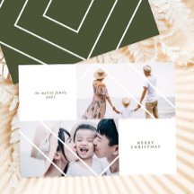 Marco moderno Tarjeta fotográfica verde de Navidad