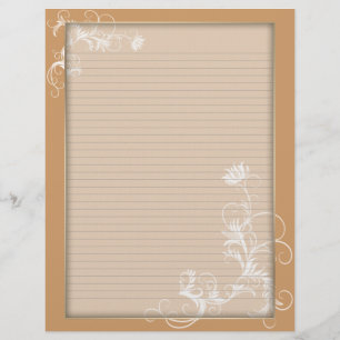 Marco Naranja floral blanco de membrete opcional