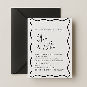 marco ondulado, borde ondulado, invitación de boda