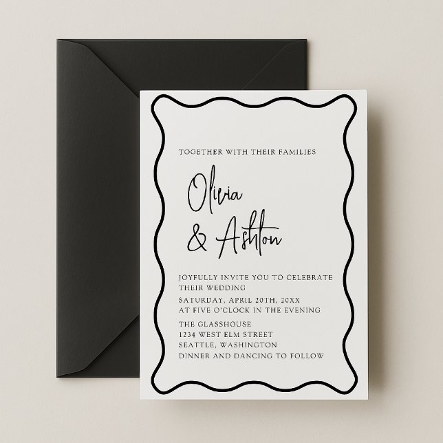 marco ondulado, borde ondulado, invitación de boda (Subido por el creador)
