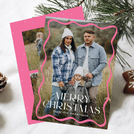 Marco ondulado rosa moderno Feliz Navidad 3 Foto