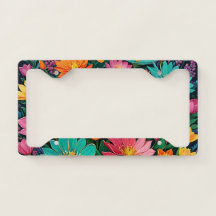 Marco para Placa de Matrícula de Flores de Colores