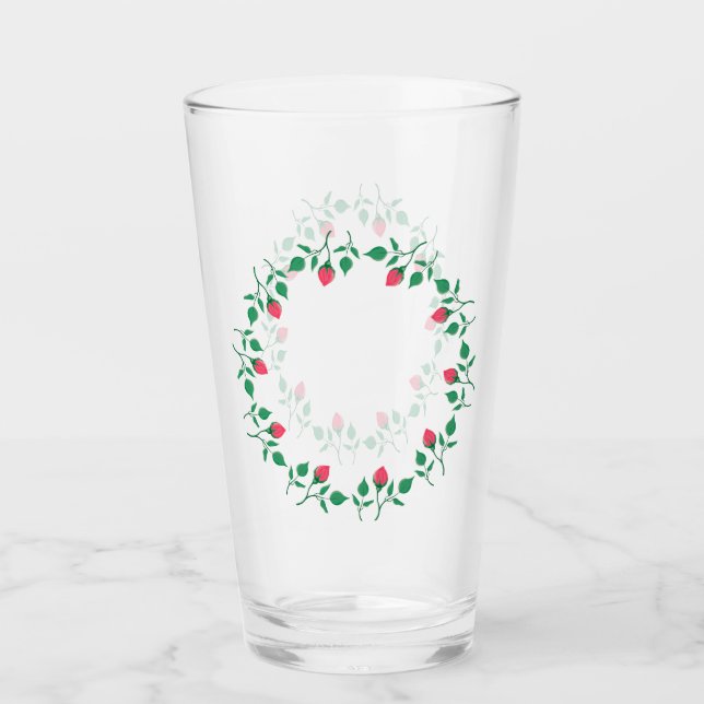 Marco redondo floral con flores rosadas (Anverso)