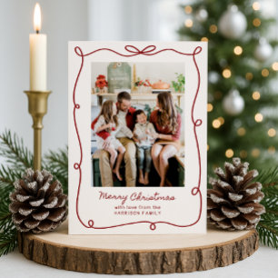 Marco rojo, tarjeta de Navidades fotográficos fami