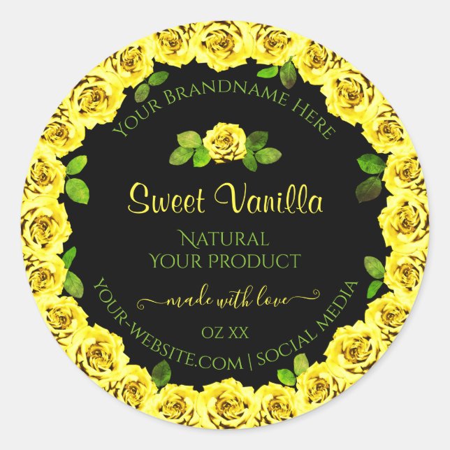 Marco rosa amarillo en etiqueta de embalaje de pro (Anverso)