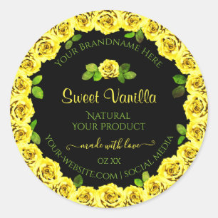 Marco rosa amarillo en etiqueta de embalaje de pro