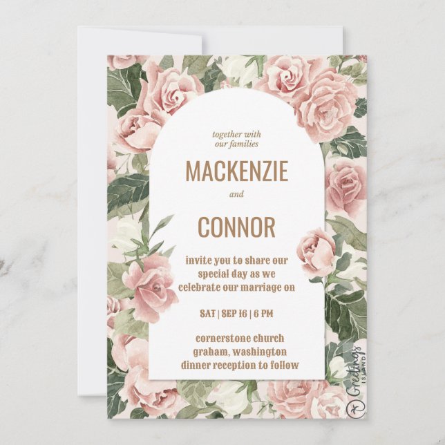 Marco rosa polvoriento rosa Boho - invitación a la (Anverso)