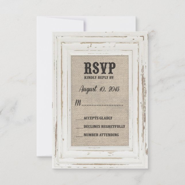 Marco Rústico Blanco y Invitación de Boda de Arpil (Anverso)