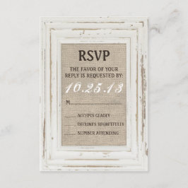 Marco Rústico Blanco y Tarjeta RSVP Burlap