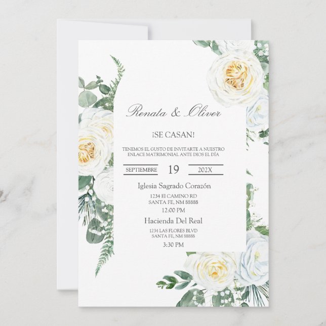 Marco verde Invitación a la boda española (Anverso)