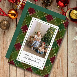 Marco verde rojo plagado Feliz Navidad