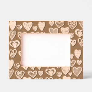 Marcos de madera grabados con corazones ingeniosos